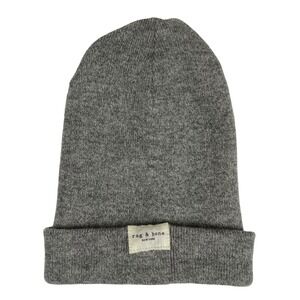 Rag & Bone Mens Wool Blend Cuffed Beanie Hat Heather Grey One Size